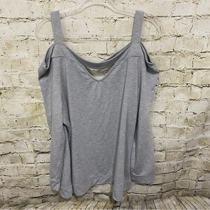 Lane Bryant Gray Soft Off The Shoulder Sweatshirt Top